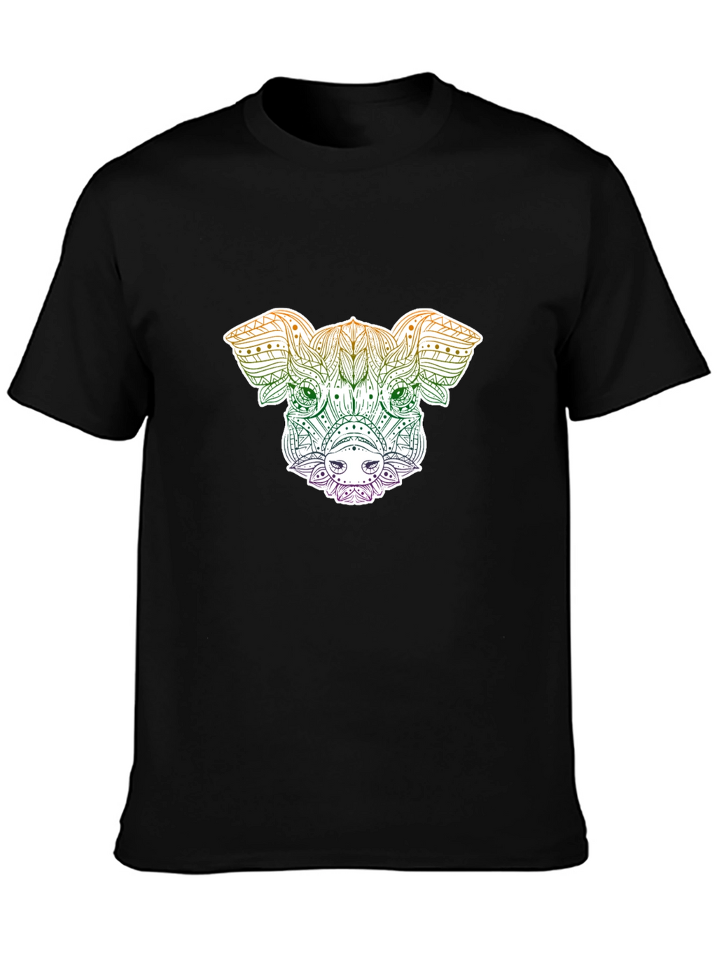 Pig Mandala Graphic Tee - Black Unisex T-Shirt