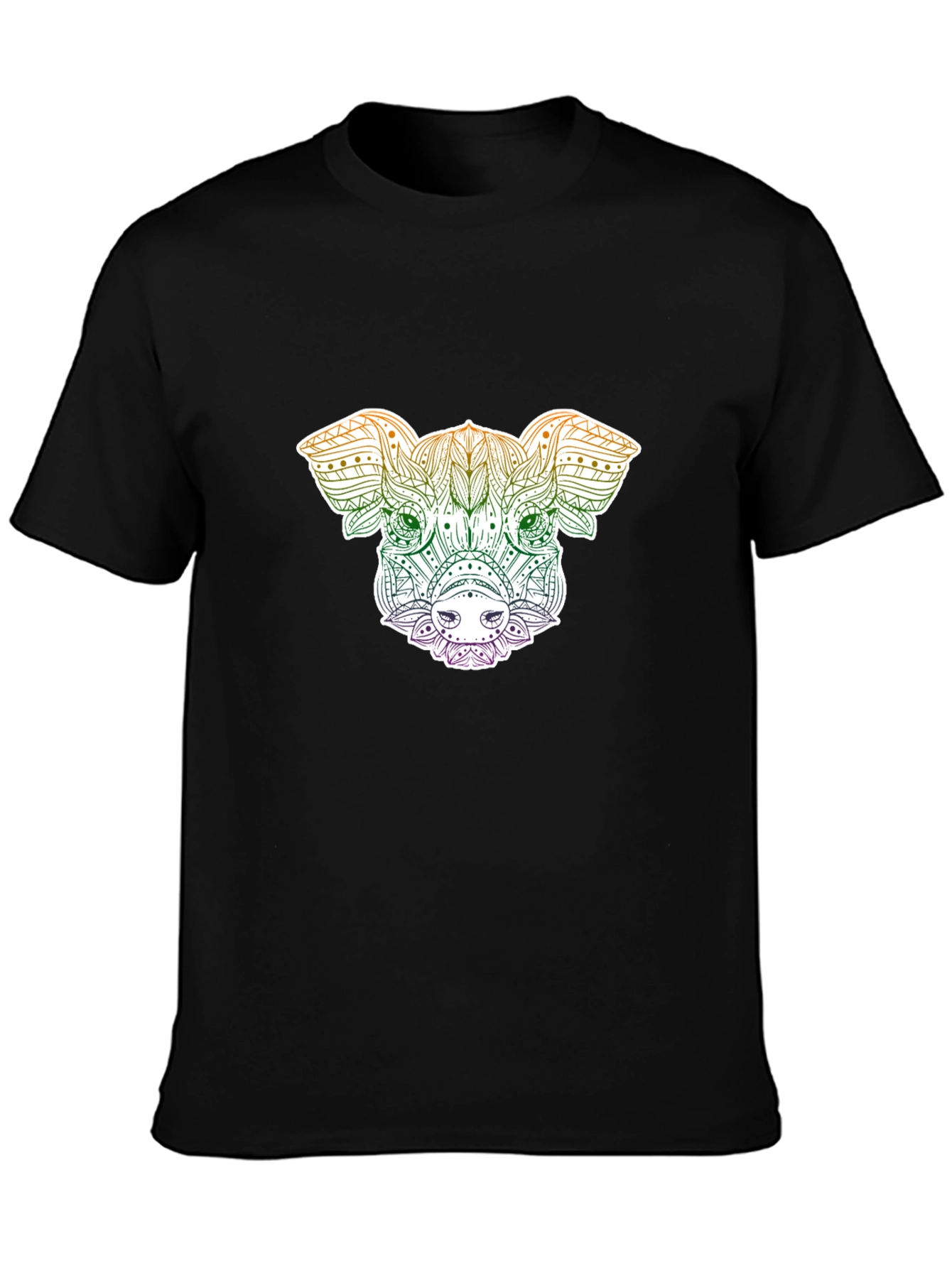 Pig Mandala Graphic Tee - Black Unisex T-Shirt