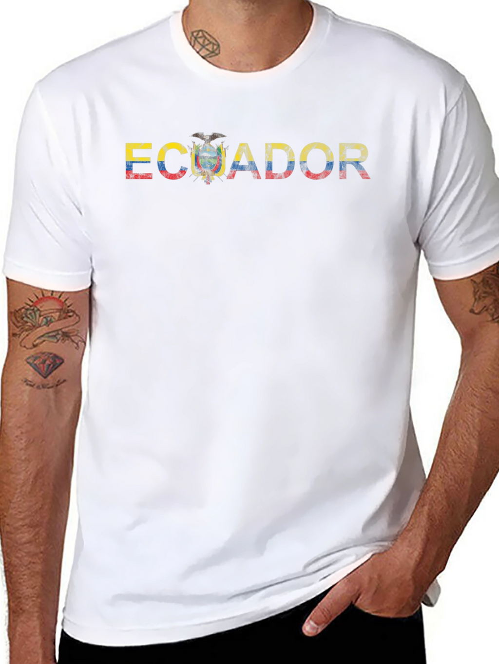 Ecuador Flag Graphic Tee - Mens Black T-Shirt