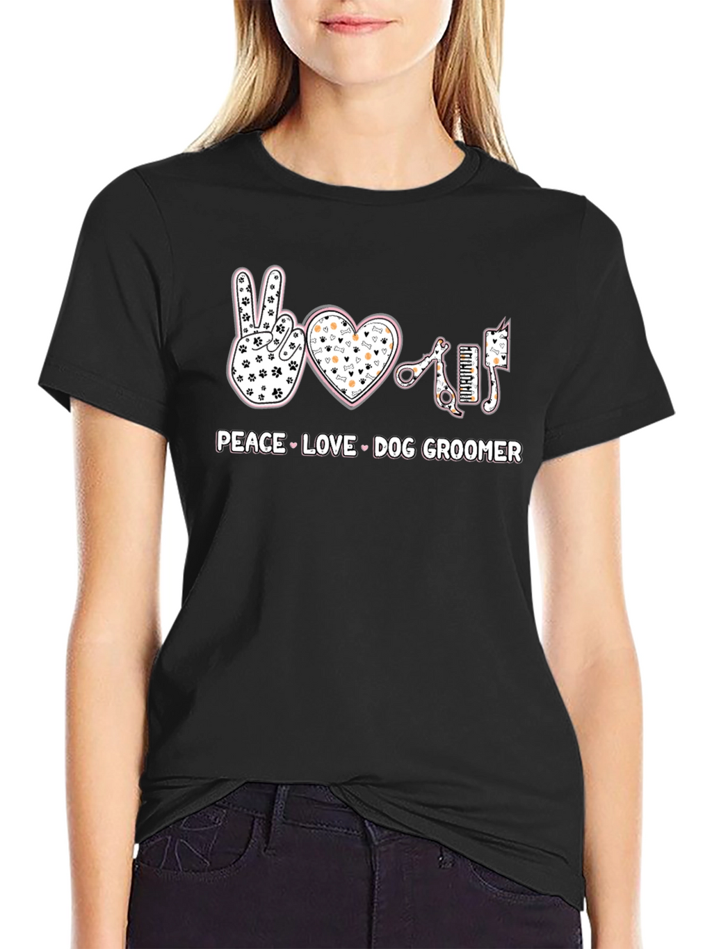 Peace Love Dog Groomer T-Shirt