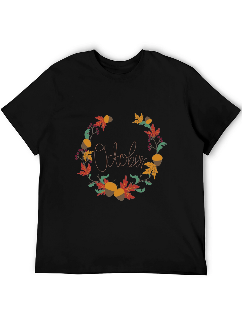 October Fall Wreath Graphic Tee - Autumn Vibes