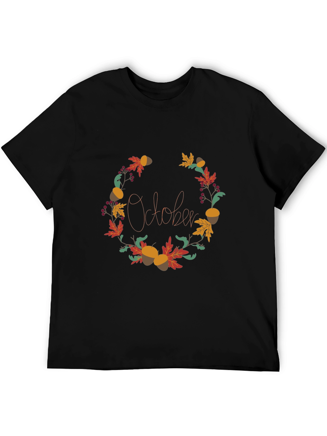 October Fall Wreath Graphic Tee - Autumn Vibes