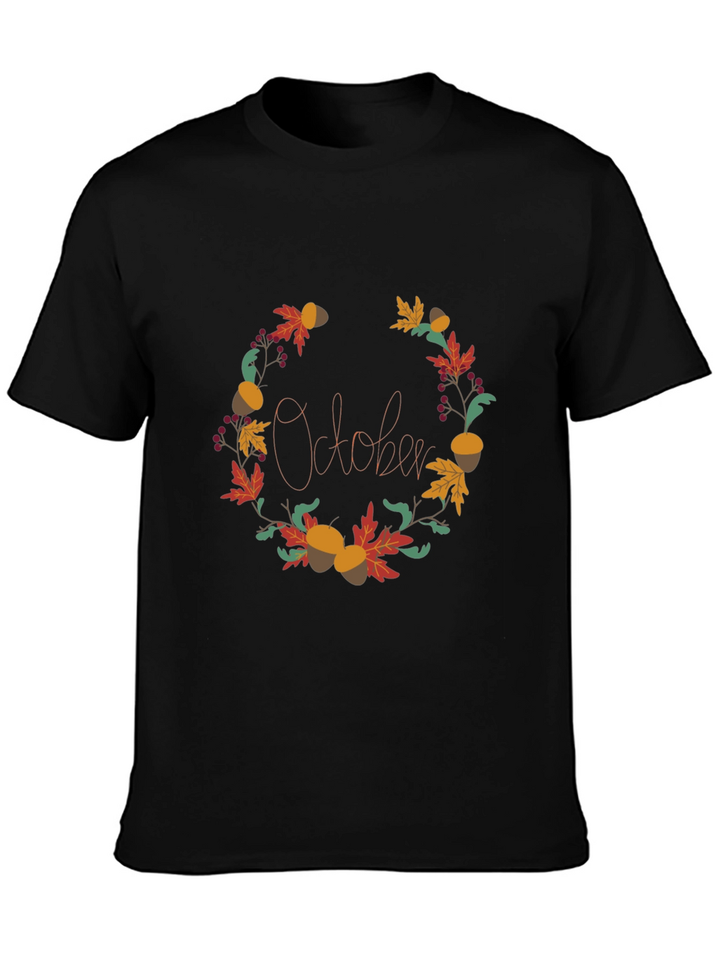 October Fall Wreath Graphic Tee - Autumn Vibes
