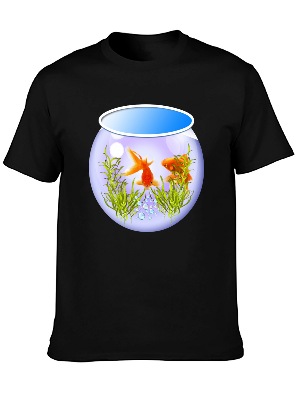 Goldfish Bowl Graphic Tee - Black Cotton T-Shirt