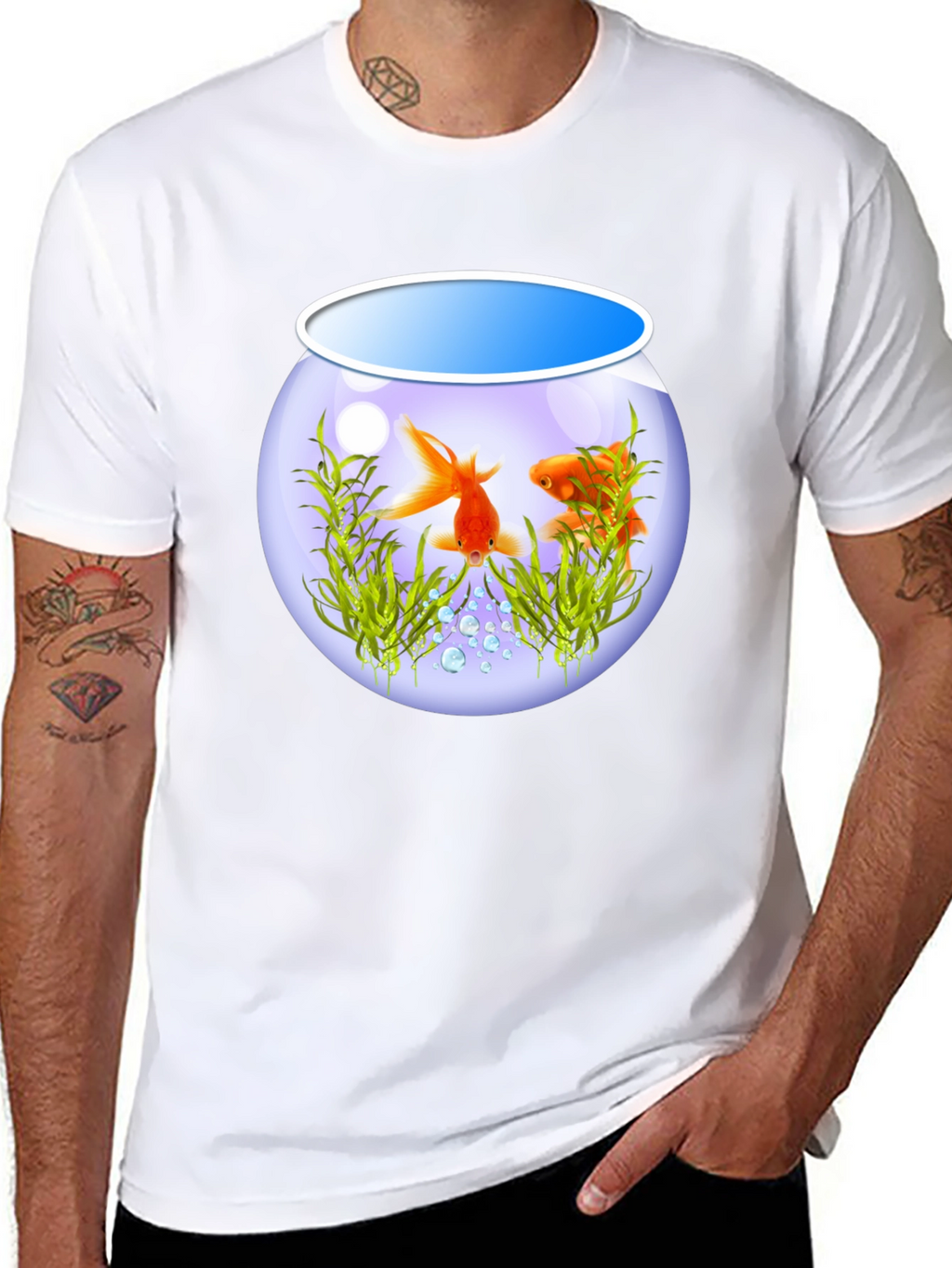 Goldfish Bowl Graphic Tee - Black Cotton T-Shirt