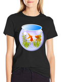 Goldfish Bowl Graphic Tee - Black Cotton T-Shirt