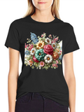 Floral Bouquet Graphic Tee - Black T-Shirt