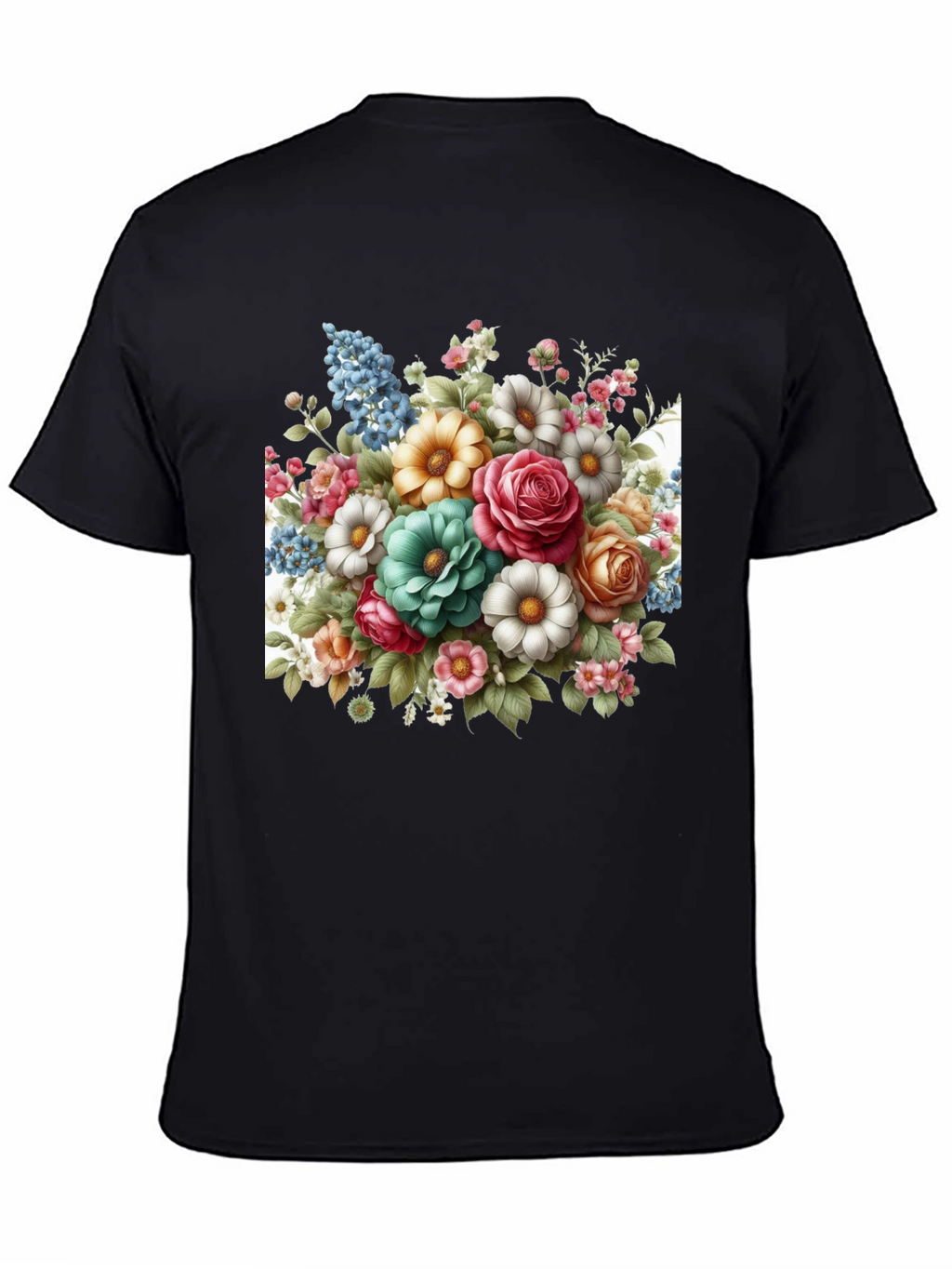 Floral Bouquet Graphic Tee - Black T-Shirt