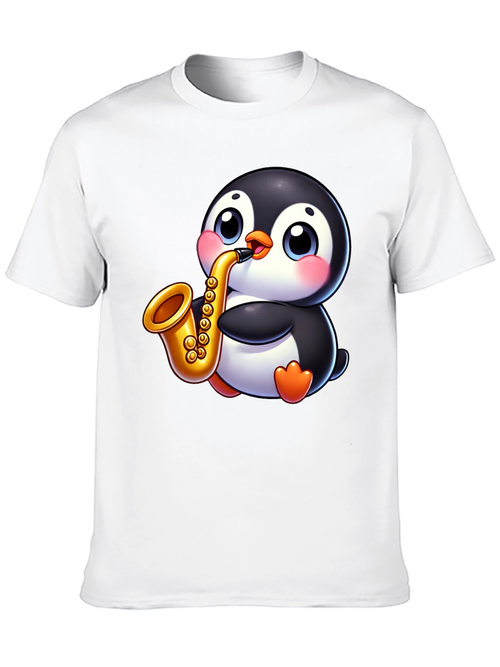 Penguin Saxophone Graphic Tee - Black Casual Style