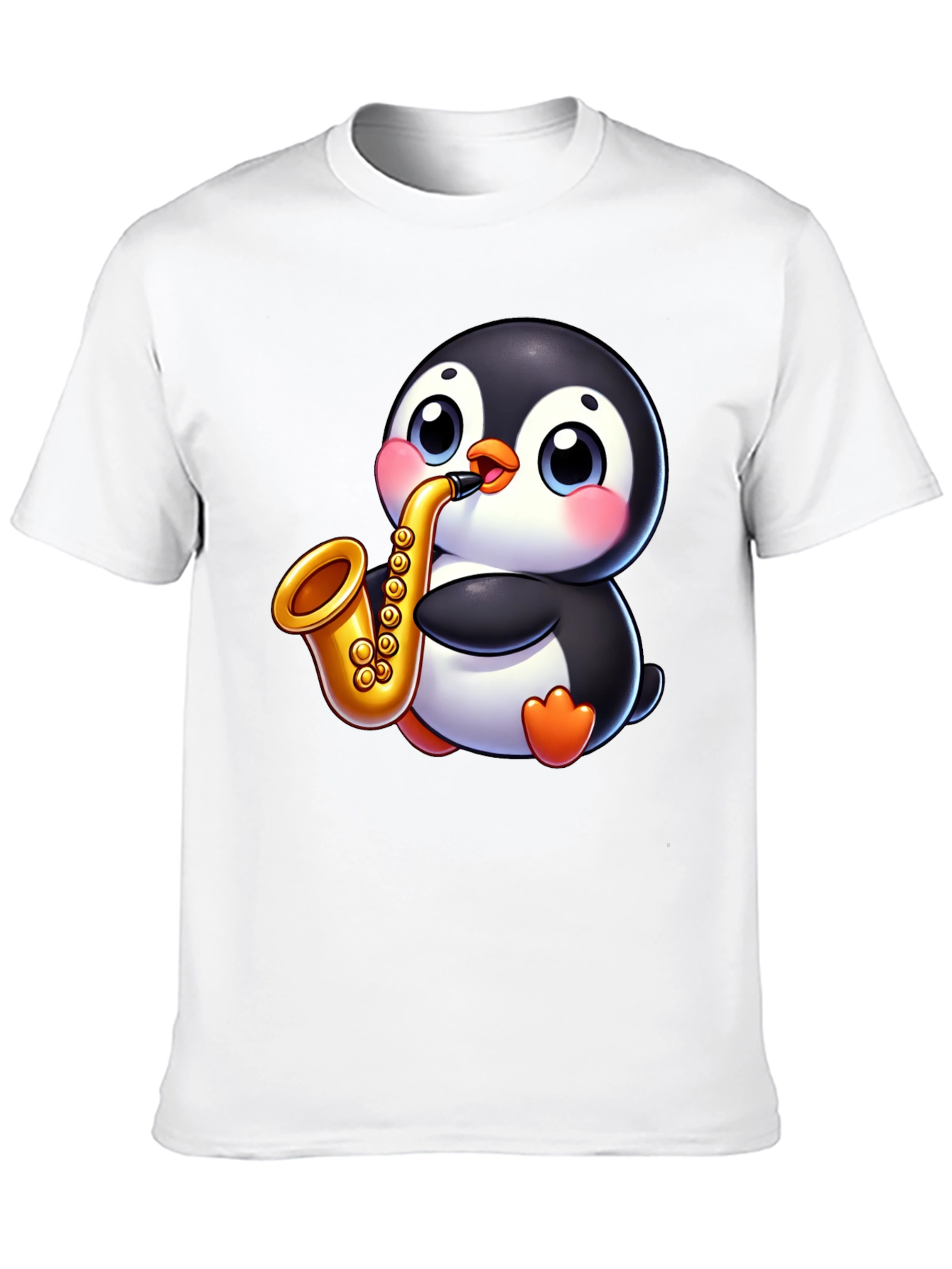 Penguin Saxophone Graphic Tee - Black Casual Style