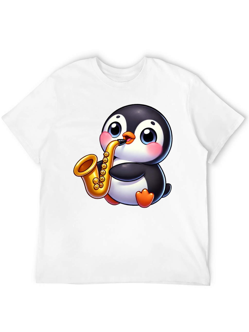 Penguin Saxophone Graphic Tee - Black Casual Style