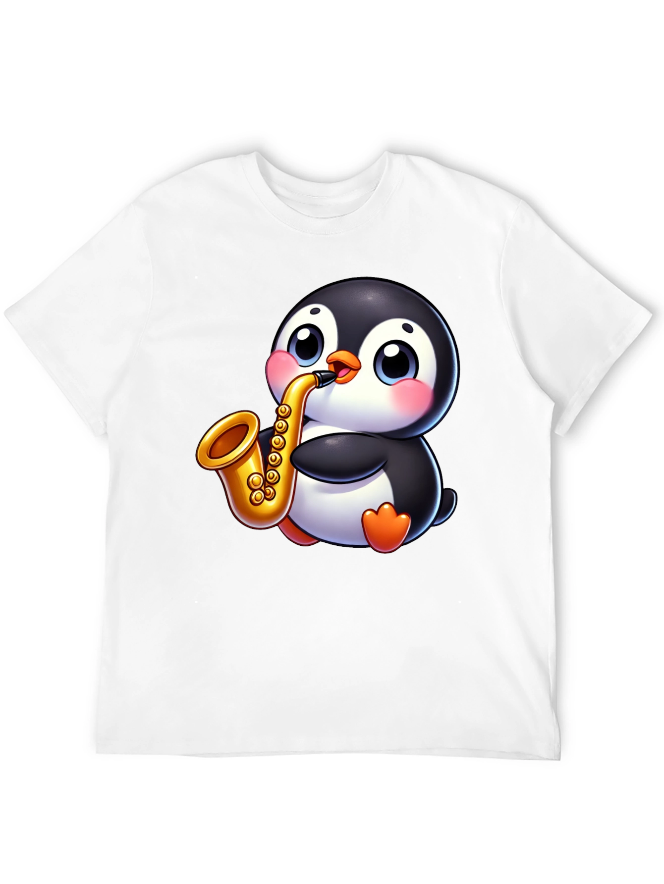 Penguin Saxophone Graphic Tee - Black Casual Style