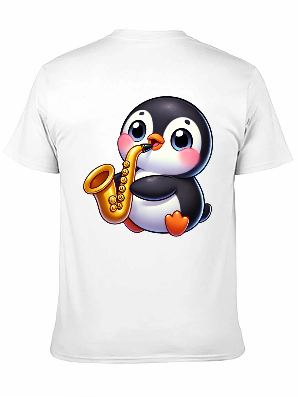 Penguin Saxophone Graphic Tee - Black Casual Style