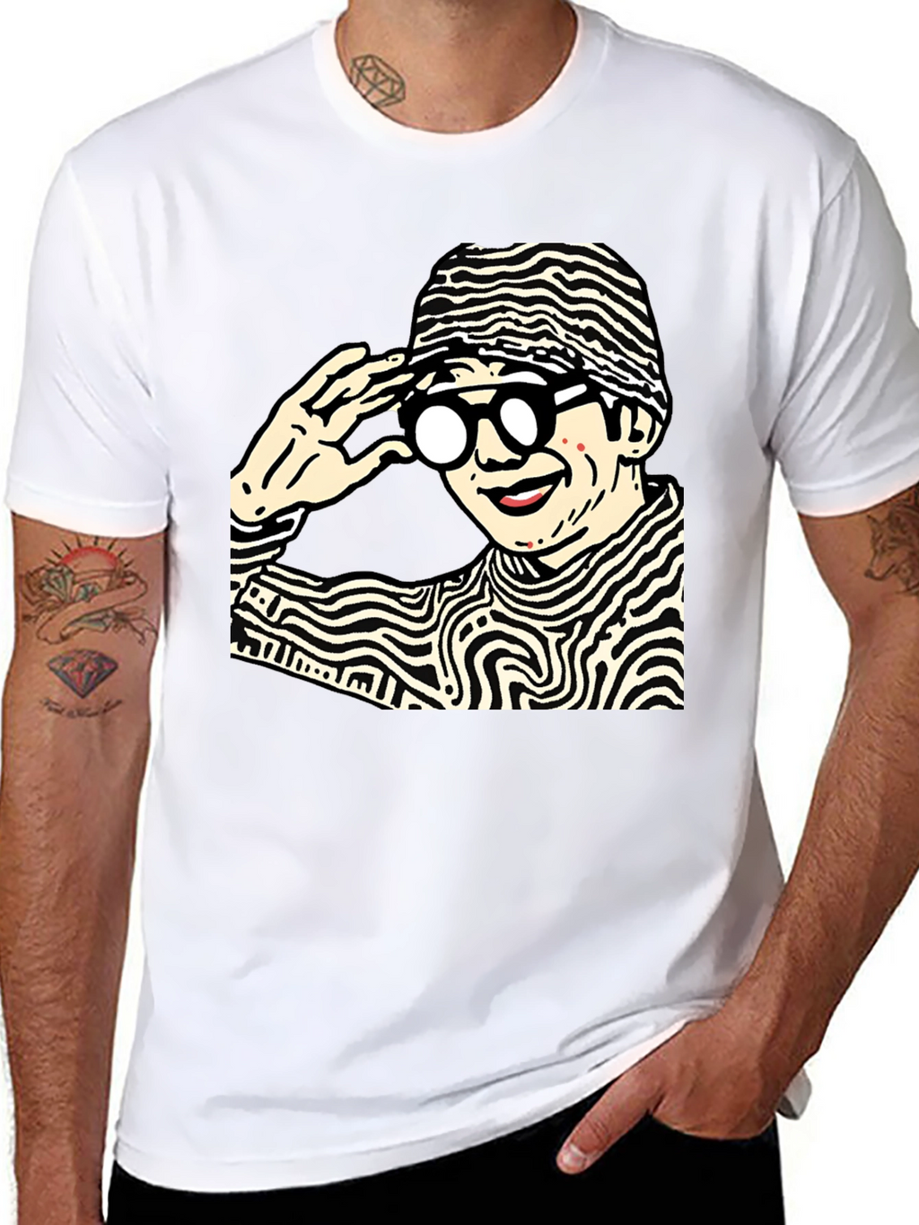 Funky Graphic Print Black Cotton T-Shirt