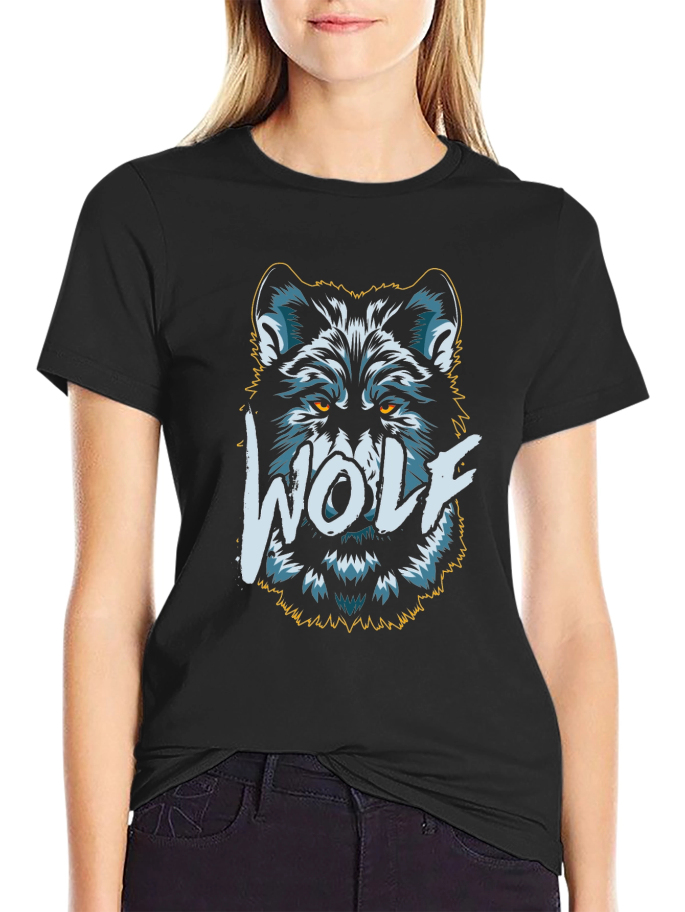 Cool Wolf Graphic Tee - Black Cotton T-Shirt