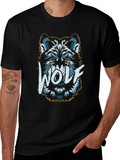Cool Wolf Graphic Tee - Black Cotton T-Shirt