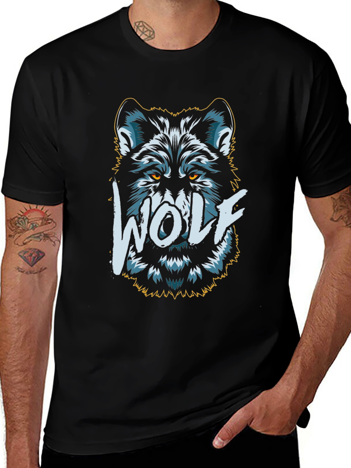 Cool Wolf Graphic Tee - Black Cotton T-Shirt