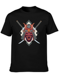 Samurai Skull Graphic Tee - Bold Edgy Design