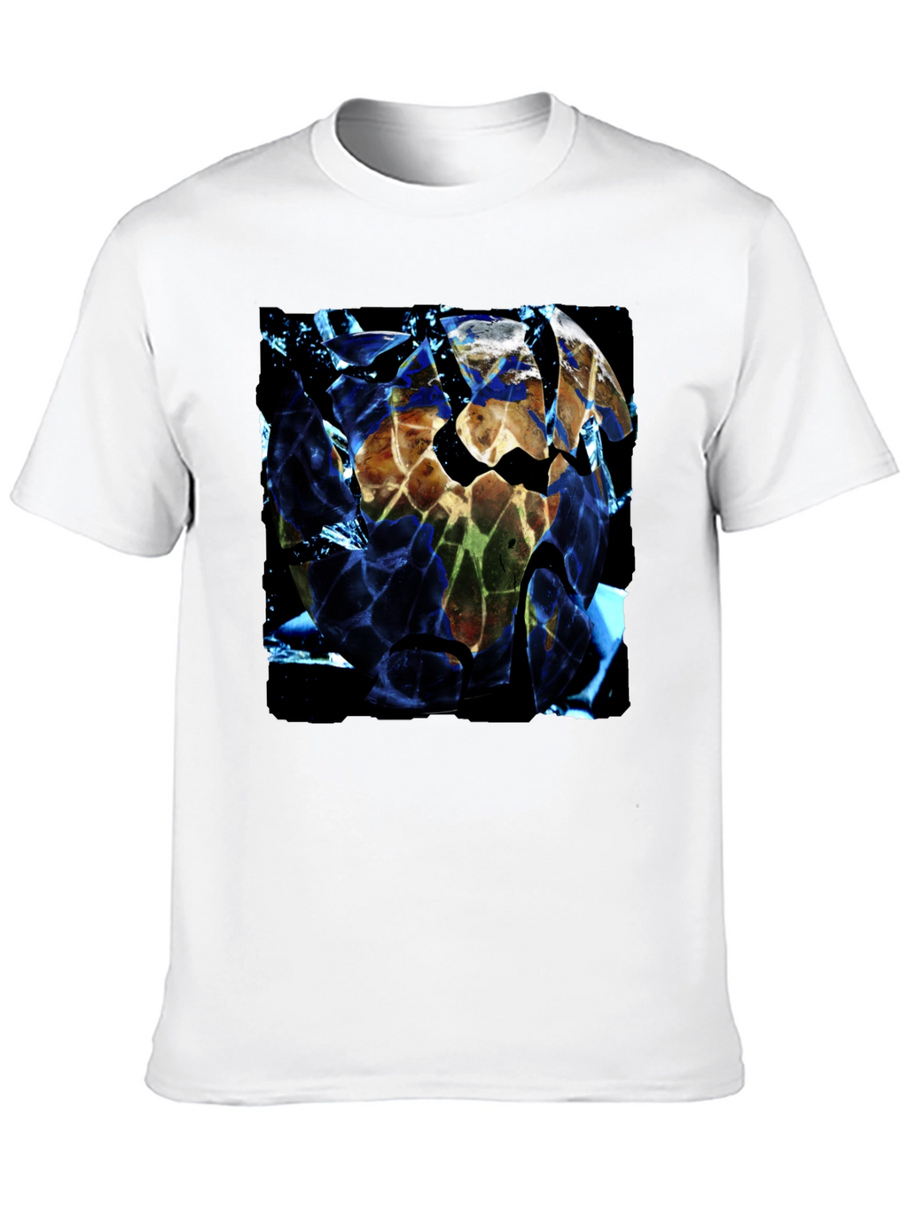 Shattered Earth Graphic Tee - Black Crew Neck T-Shirt