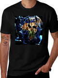 Shattered Earth Graphic Tee - Black Crew Neck T-Shirt