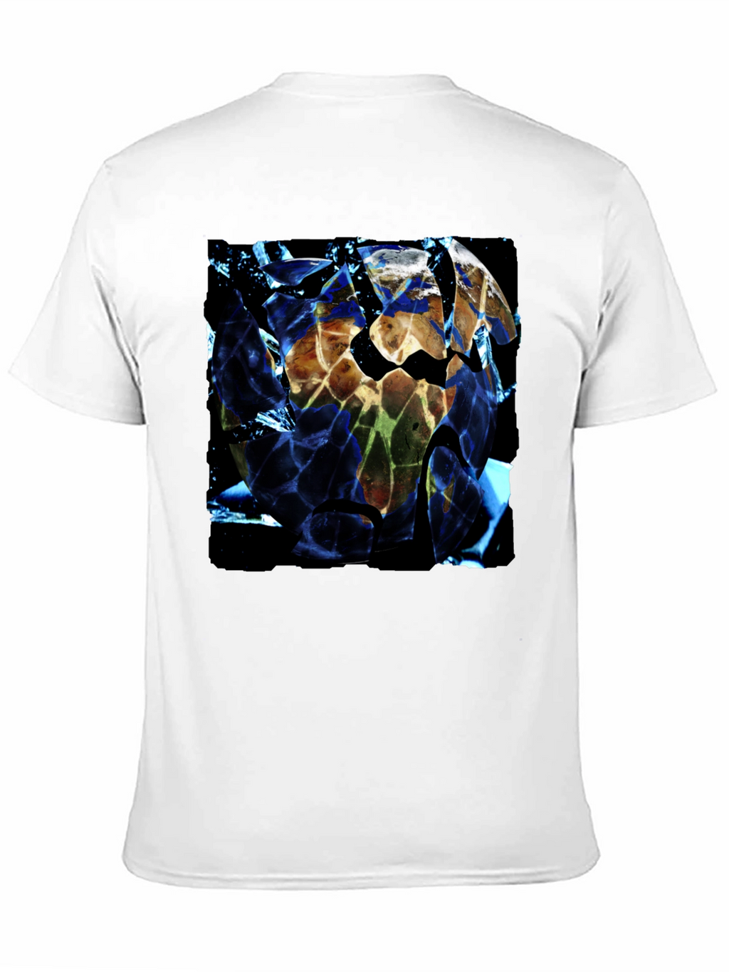 Shattered Earth Graphic Tee - Black Crew Neck T-Shirt
