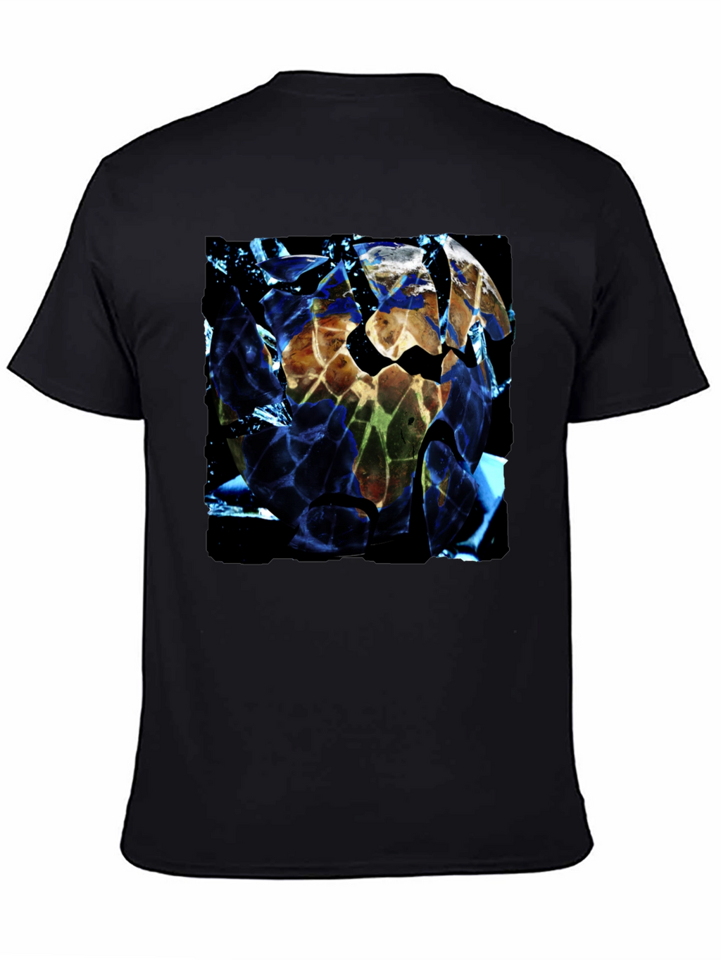 Shattered Earth Graphic Tee - Black Crew Neck T-Shirt