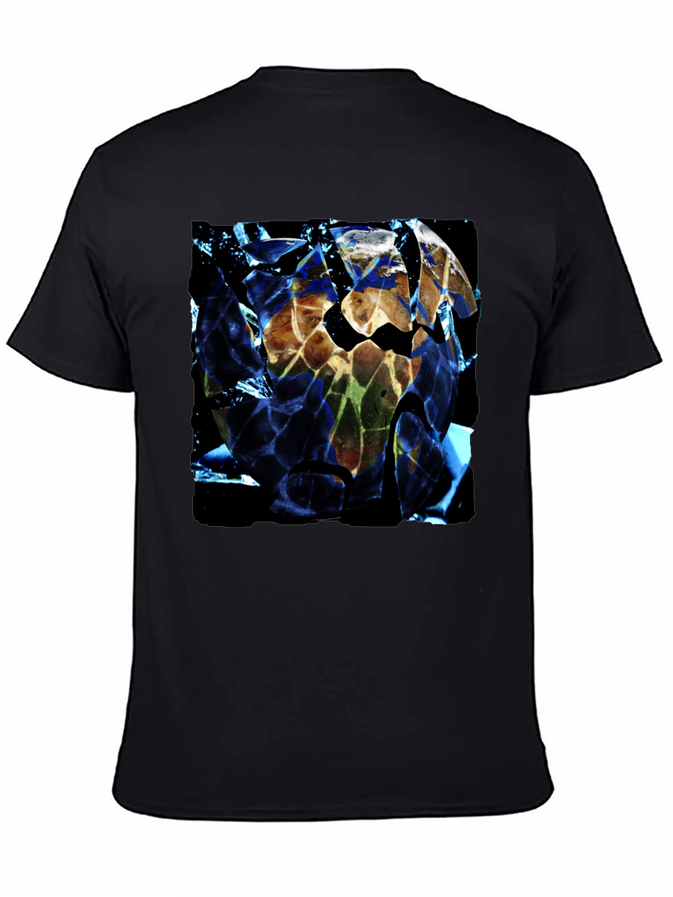 Shattered Earth Graphic Tee - Black Crew Neck T-Shirt