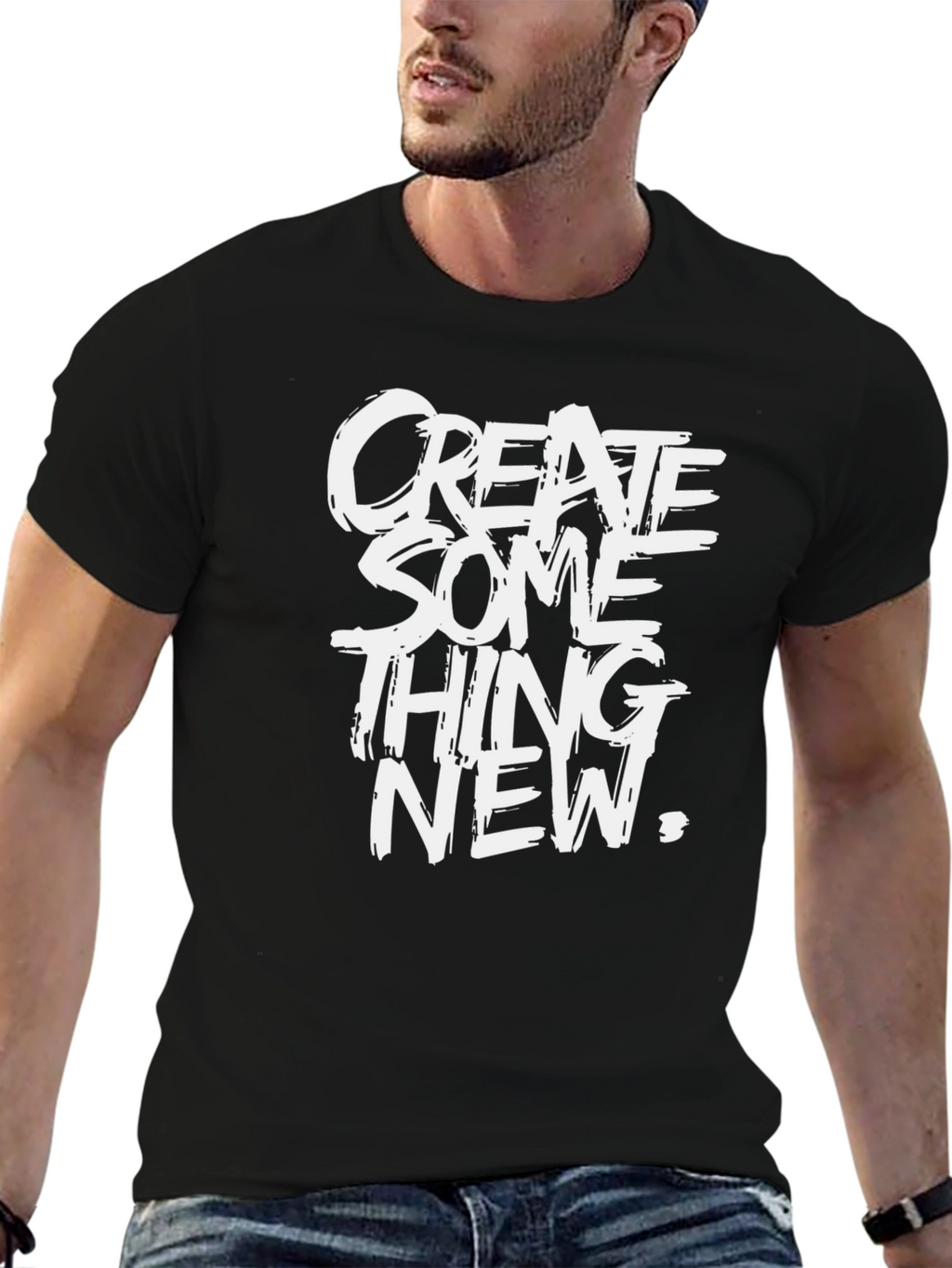 Create Something New Graphic Tee - Black Casual T-Shirt