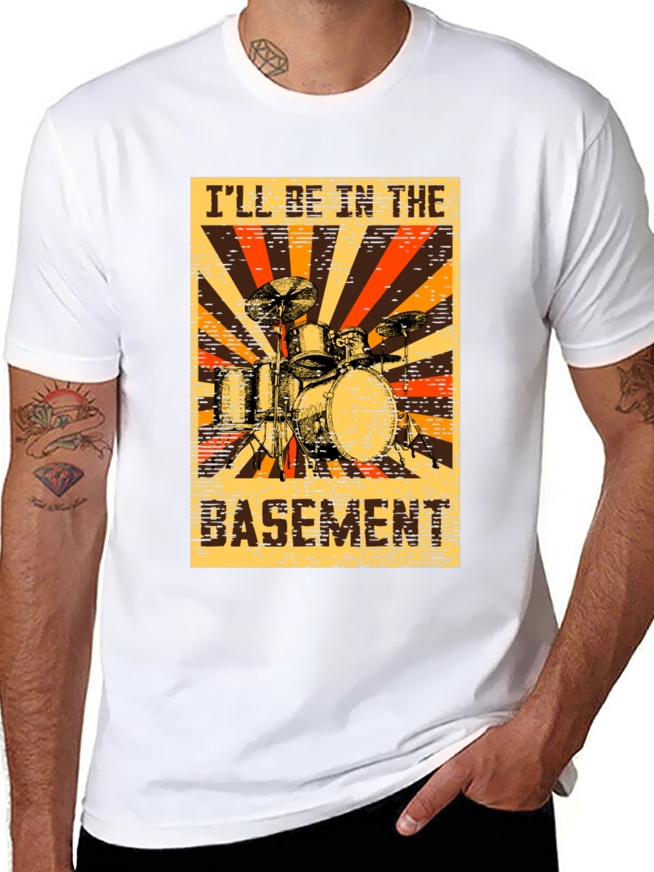 Ill Be In The Basement Drum Set Graphic T-Shirt