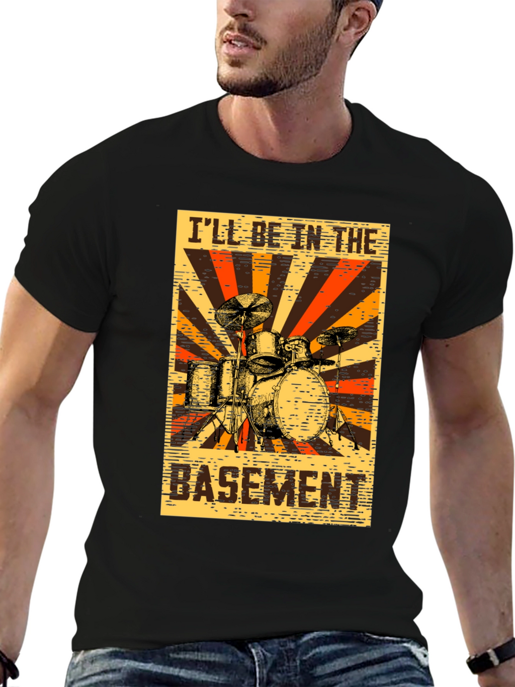 Ill Be In The Basement Drum Set Graphic T-Shirt