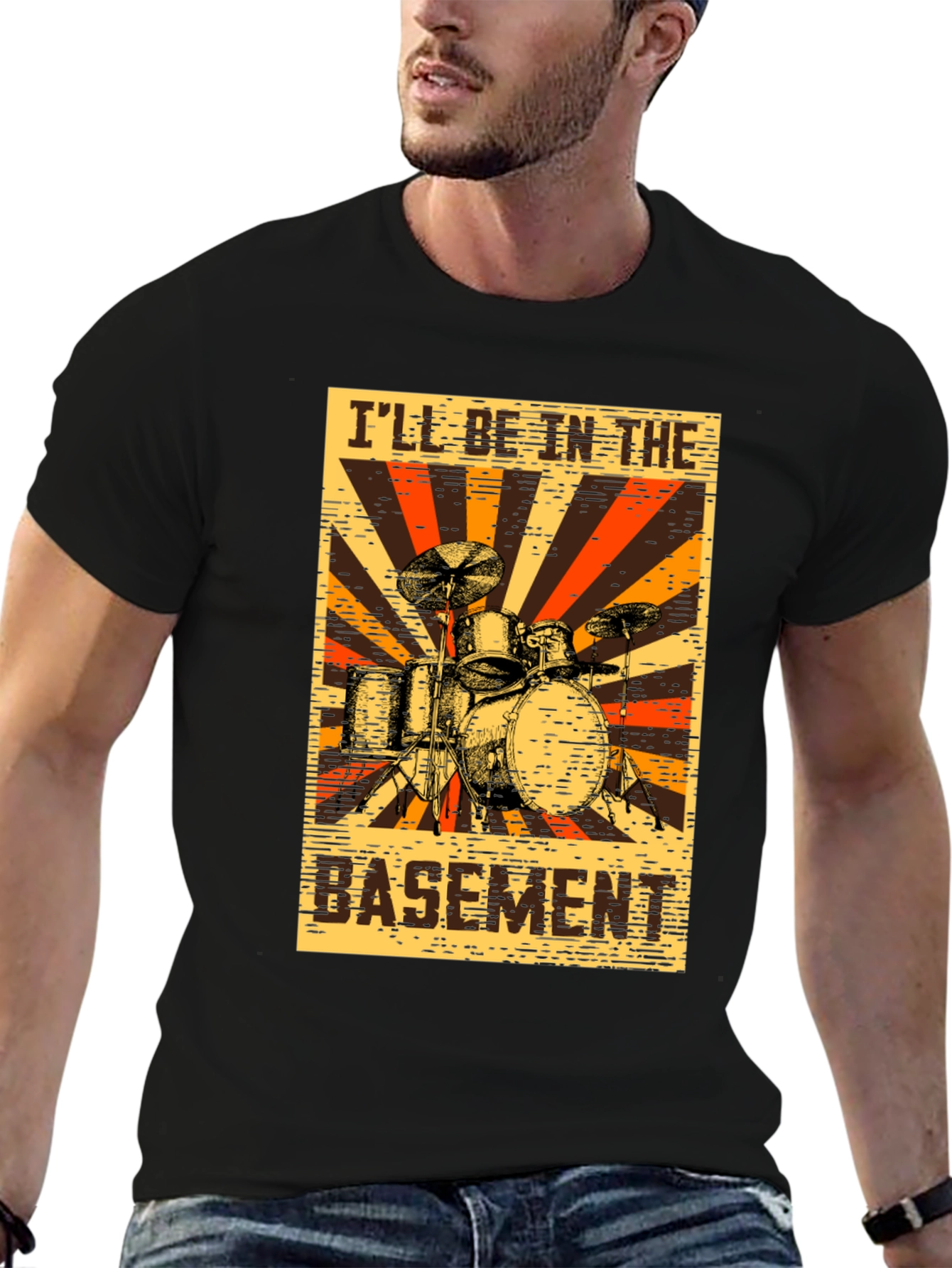 Ill Be In The Basement Drum Set Graphic T-Shirt