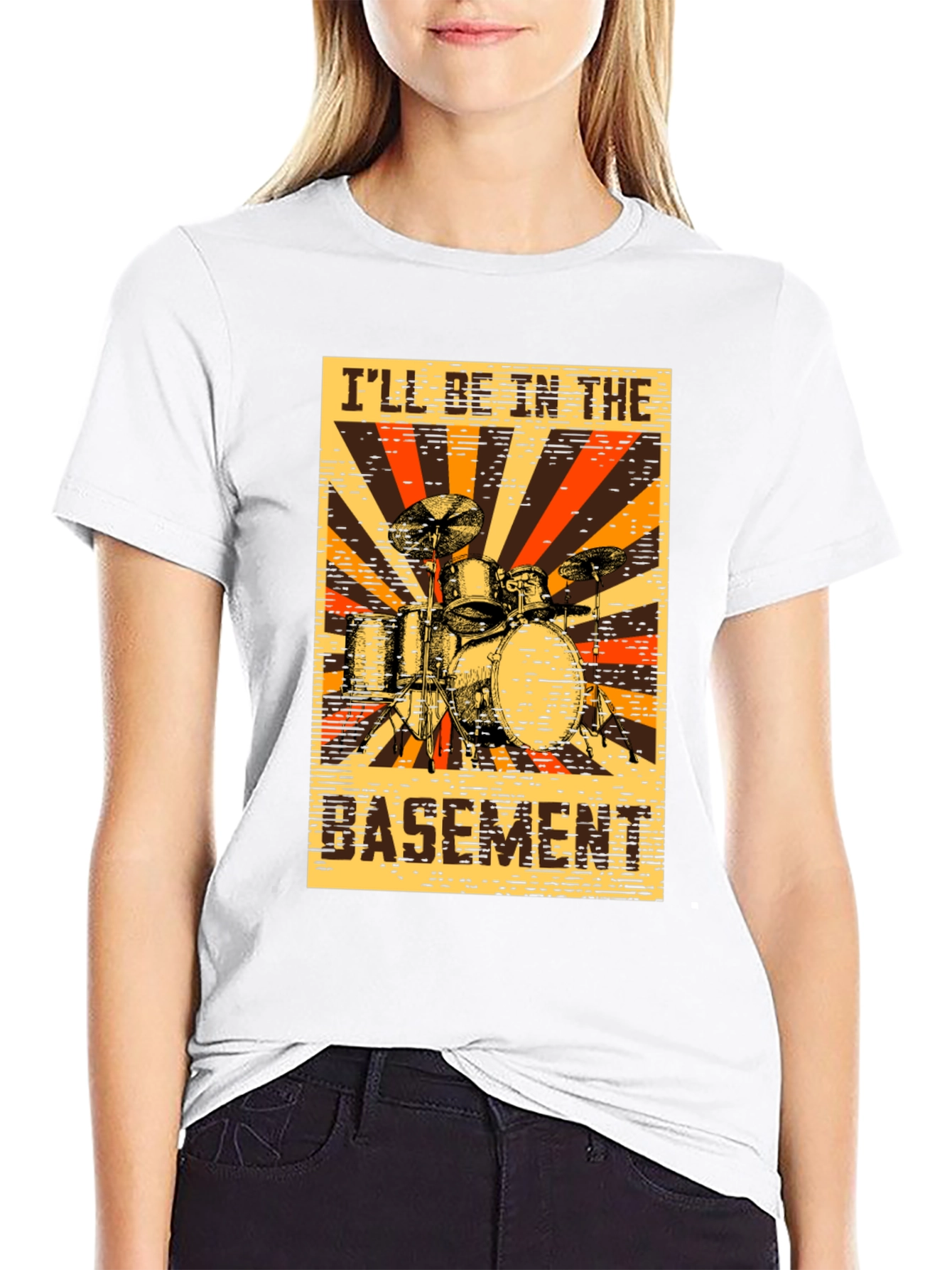 Ill Be In The Basement Drum Set Graphic T-Shirt
