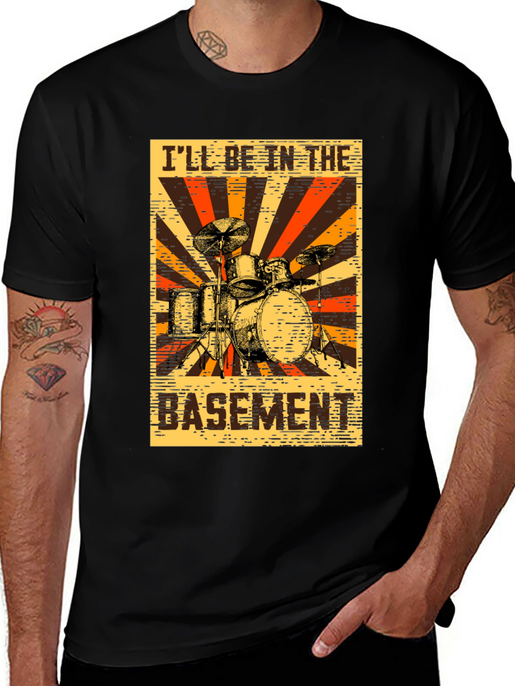 Ill Be In The Basement Drum Set Graphic T-Shirt