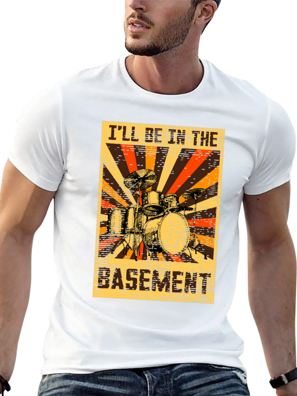 Ill Be In The Basement Drum Set Graphic T-Shirt
