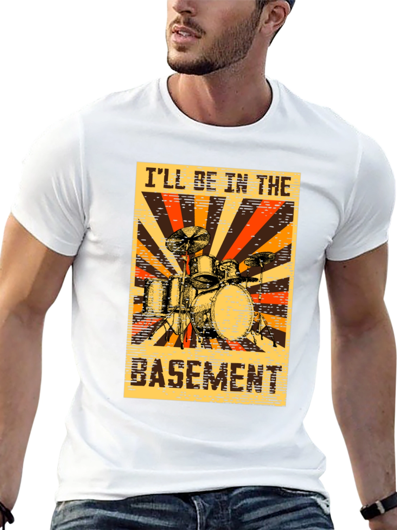 Ill Be In The Basement Drum Set Graphic T-Shirt