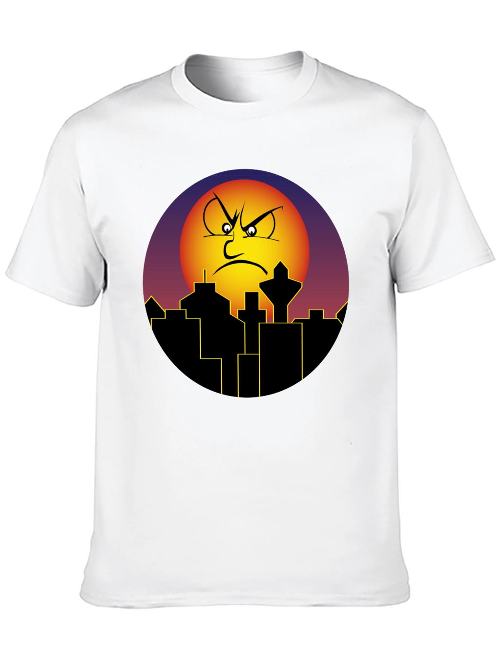 Angry Sun Cityscape Graphic Tee - Black