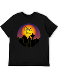 Angry Sun Cityscape Graphic Tee - Black