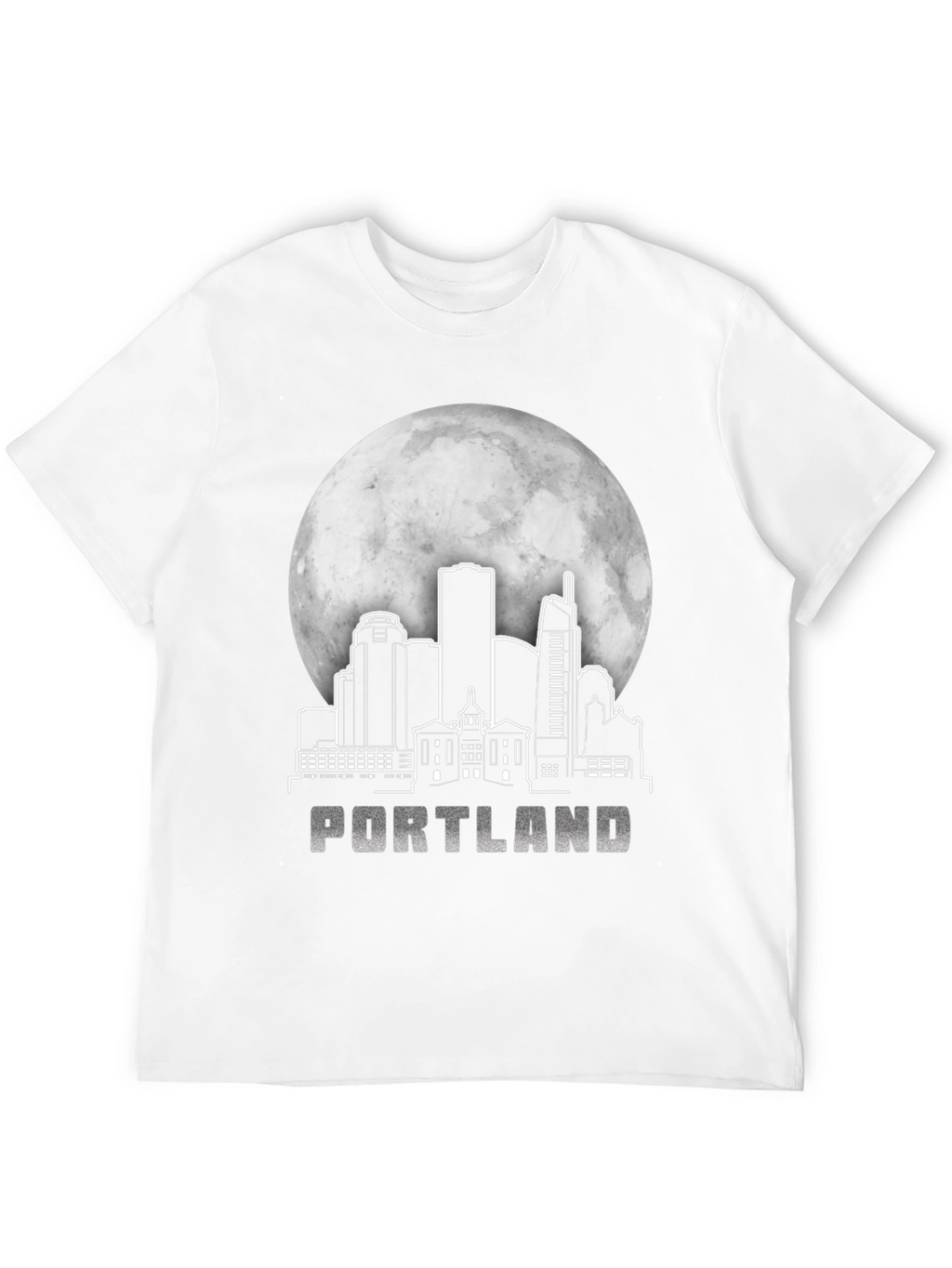 Portland Skyline T-Shirt - Cityscape Moon Design