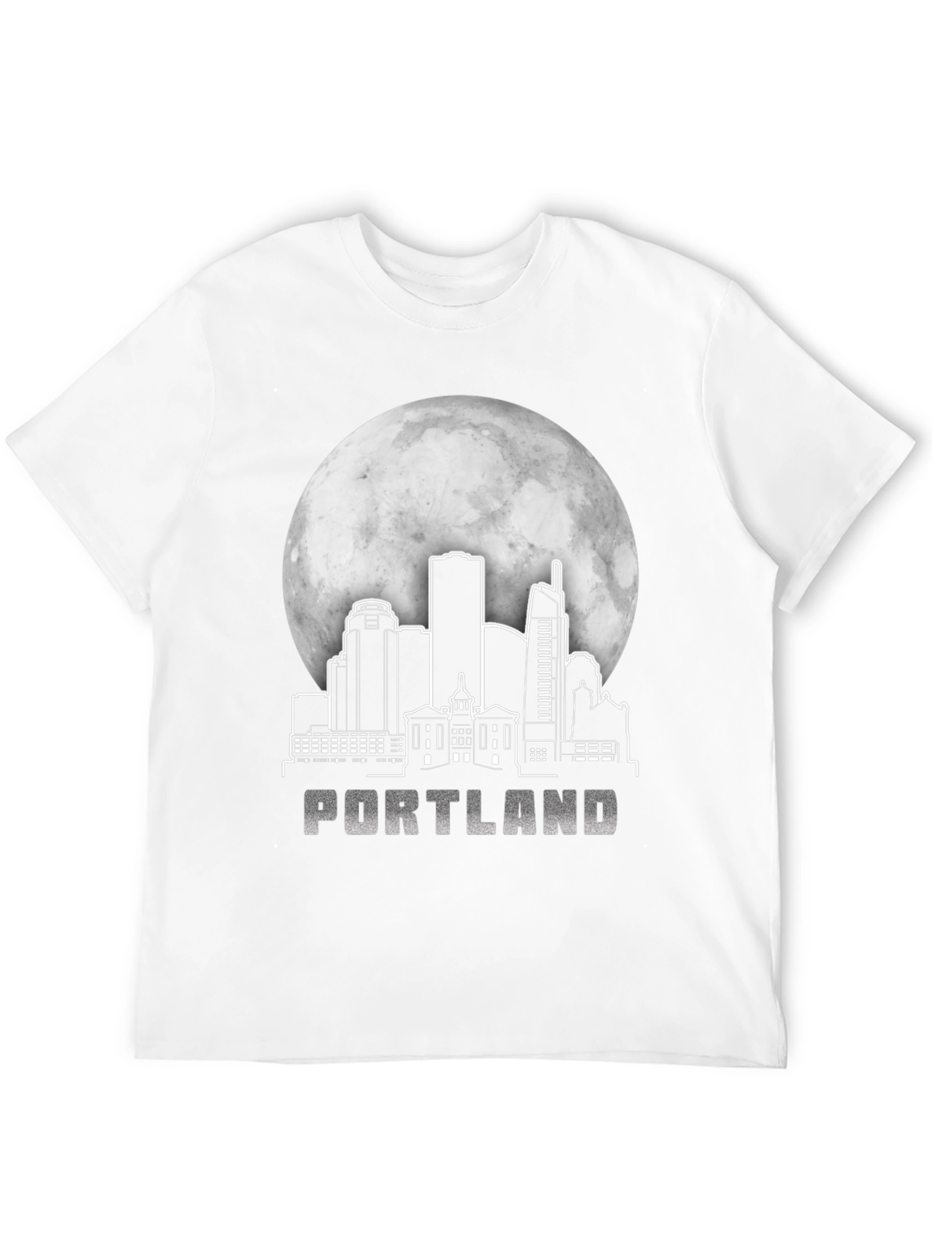 Portland Skyline T-Shirt - Cityscape Moon Design