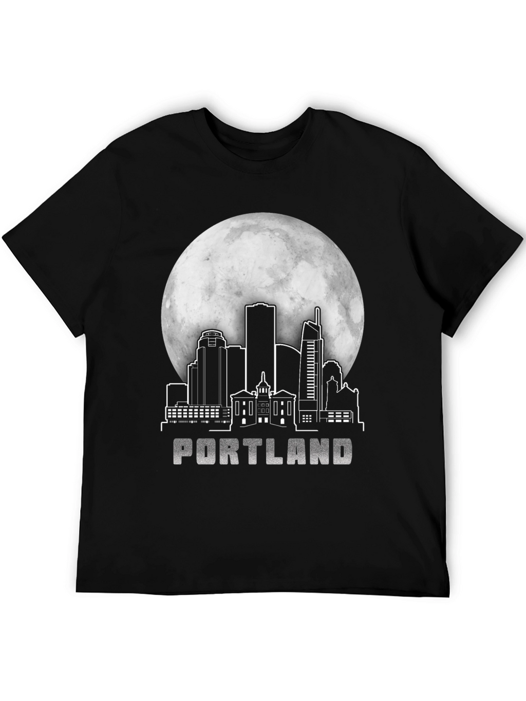 Portland Skyline T-Shirt - Cityscape Moon Design