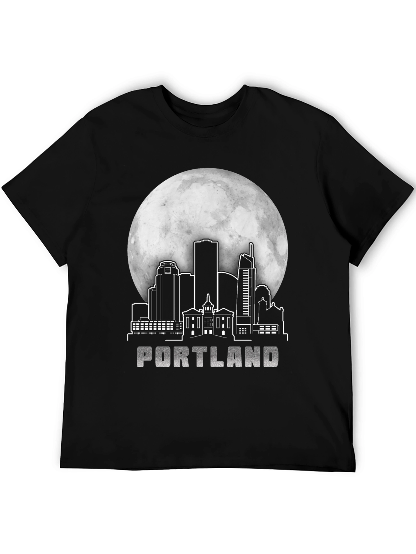 Portland Skyline T-Shirt - Cityscape Moon Design