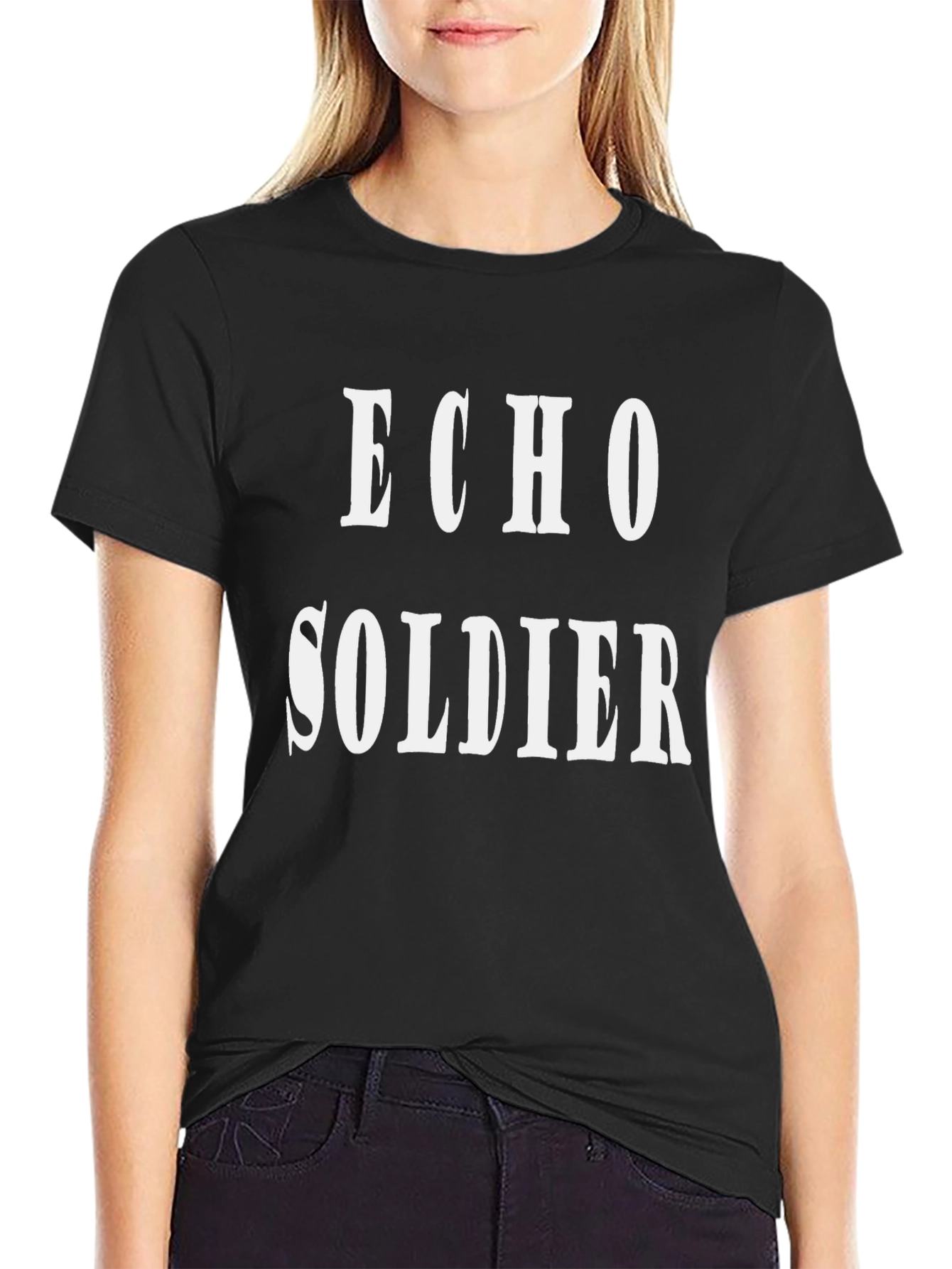 Echo Soldier Graphic Tee - Black Cotton T-Shirt