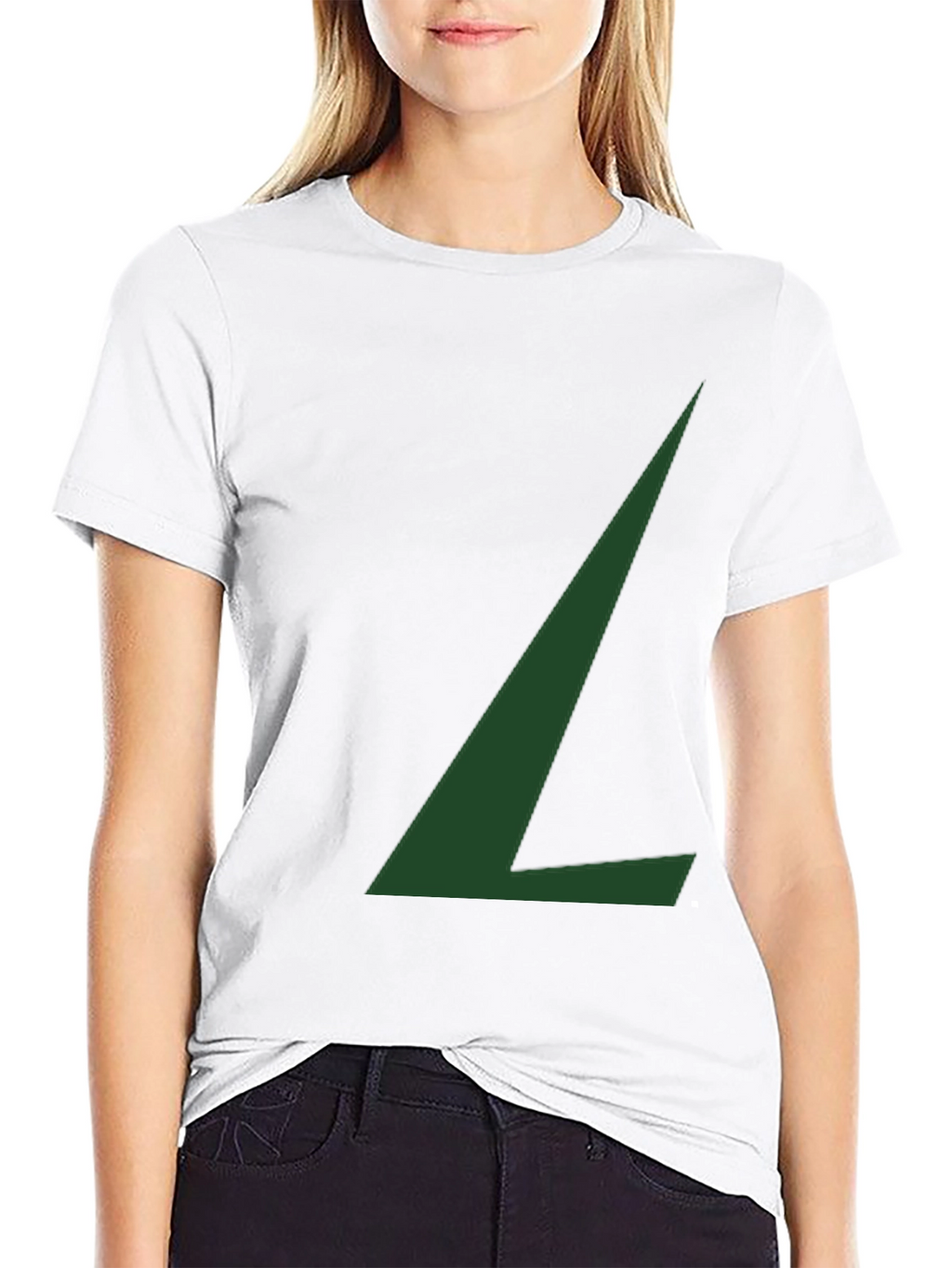 Minimalist Green L Graphic Black T-Shirt