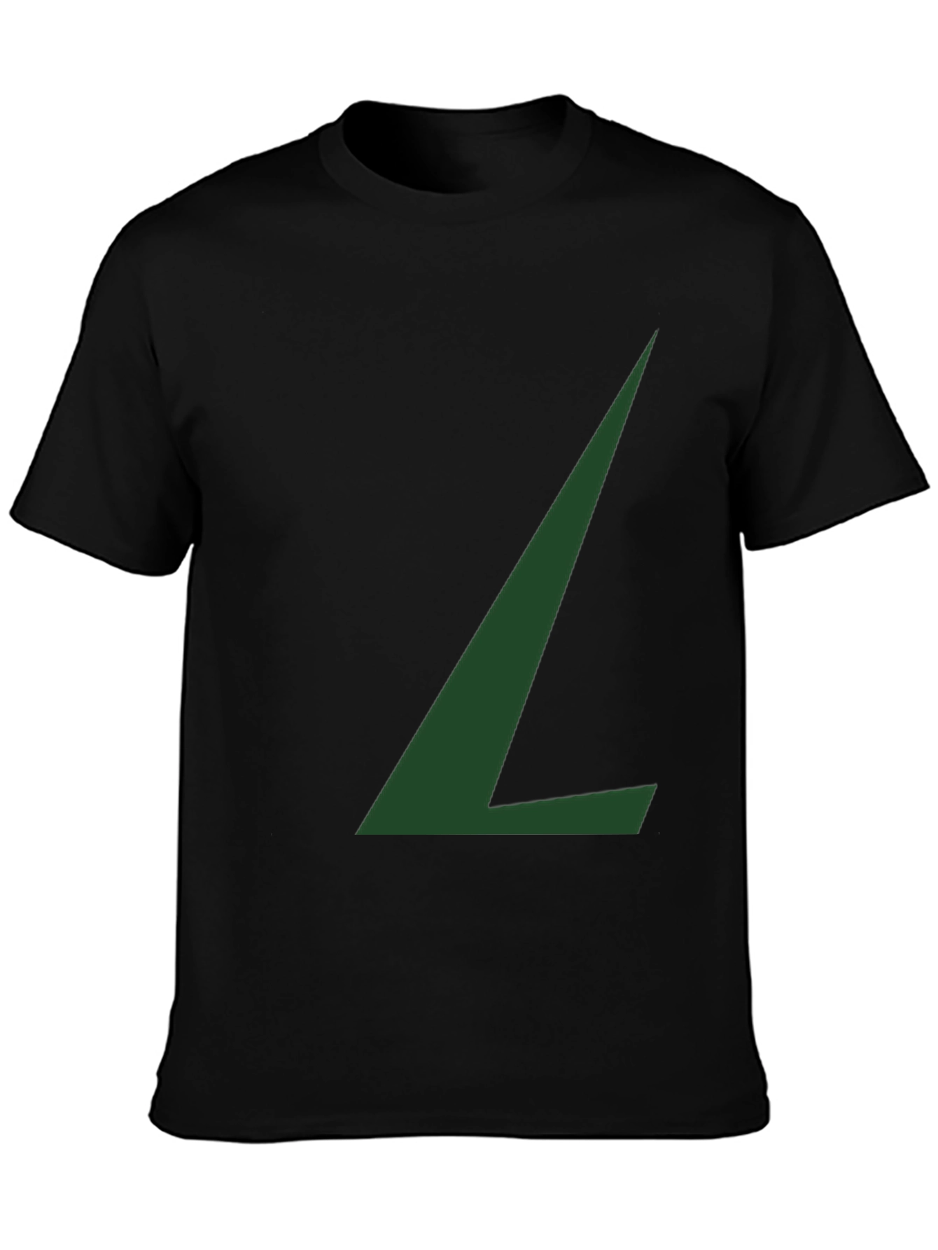 Minimalist Green L Graphic Black T-Shirt