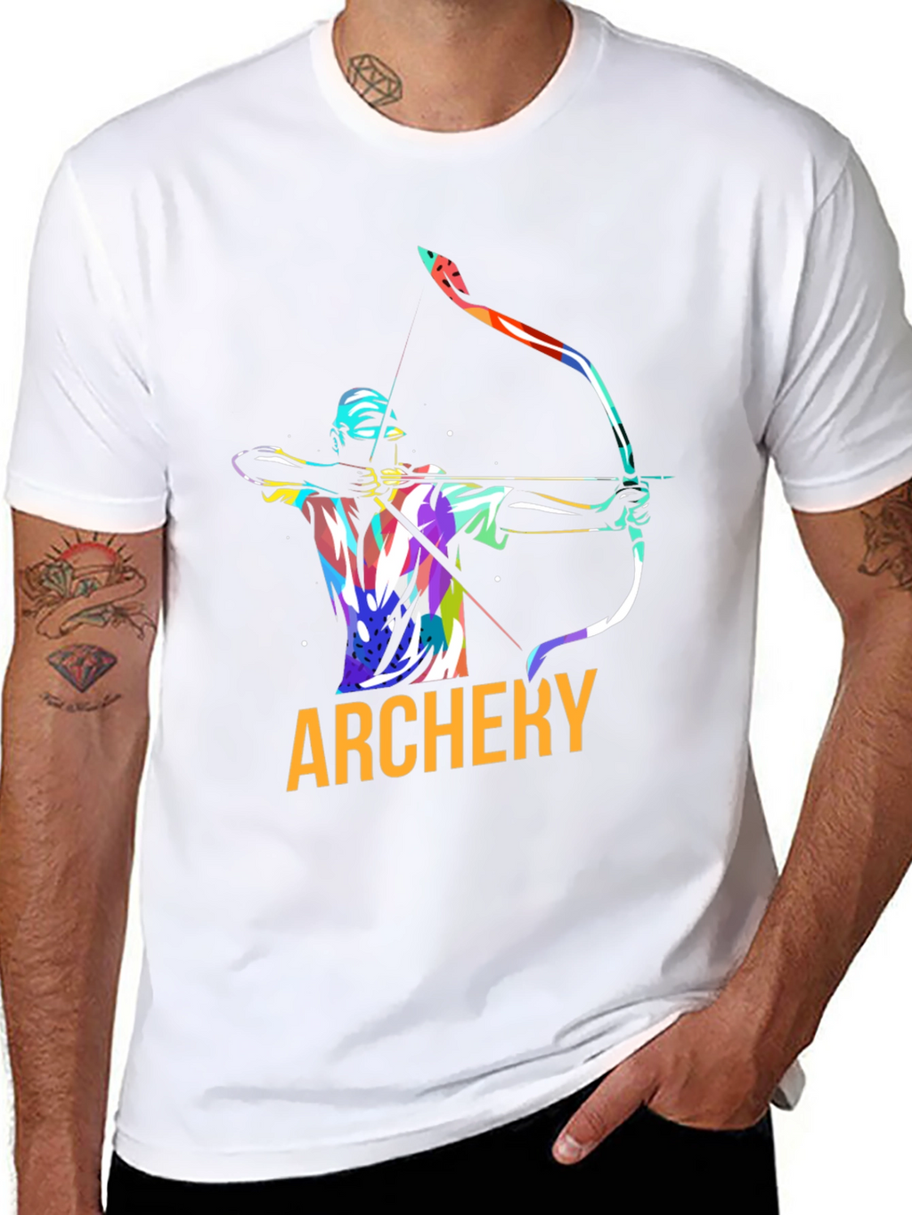 Archery Graphic Tee - Black Cotton Casual Shirt