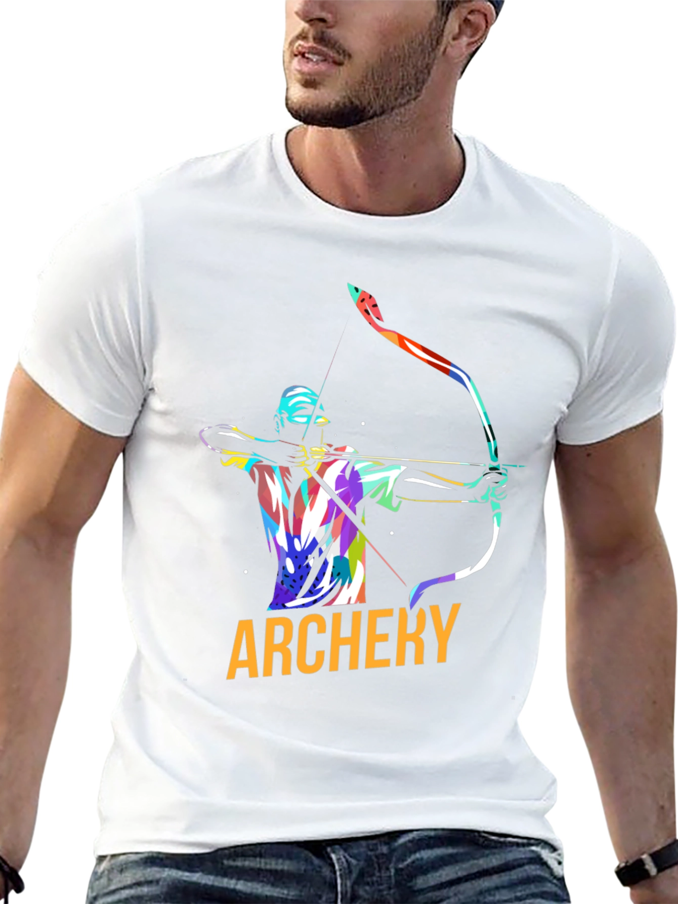 Archery Graphic Tee - Black Cotton Casual Shirt