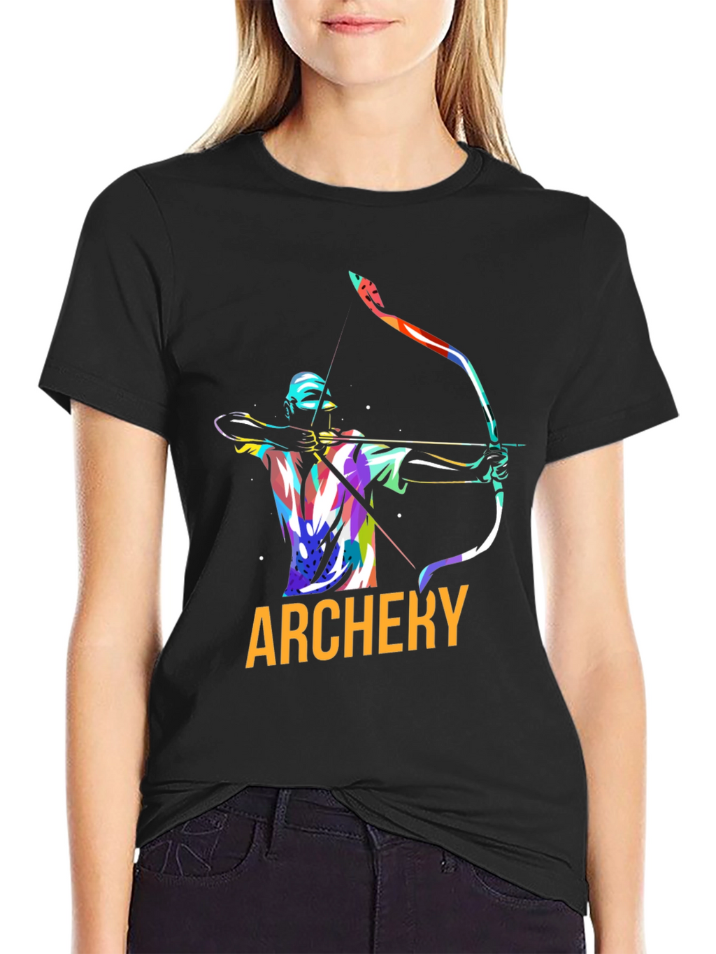 Archery Graphic Tee - Black Cotton Casual Shirt