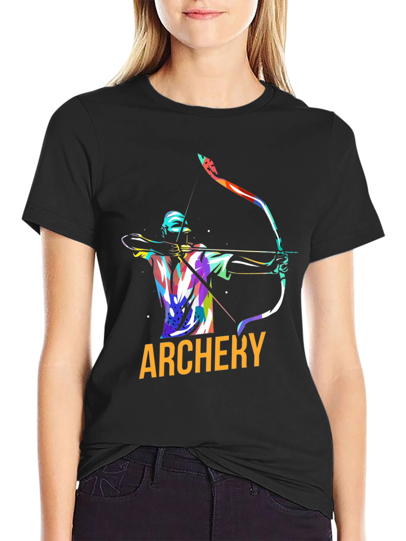 Archery Graphic Tee - Black Cotton Casual Shirt