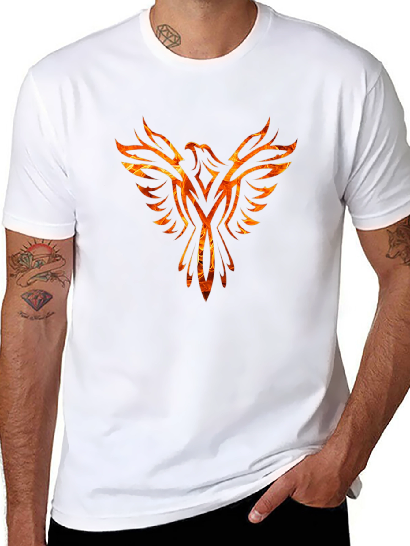 Fiery Phoenix Graphic Black T-Shirt