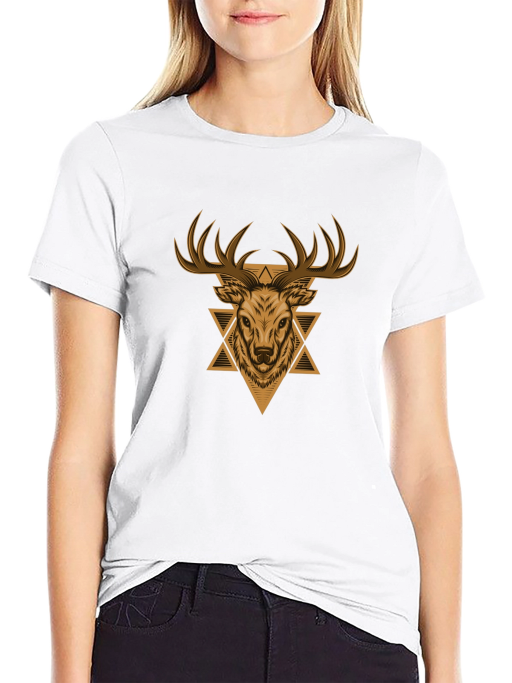 Deer Graphic Print Black T-Shirt